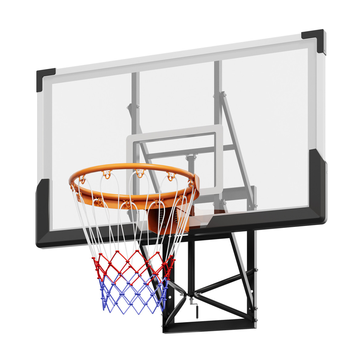 Basketball Hoop - 高さ調節可能な壁掛け式バスケットボールゴール – 52インチのバックボード、屋内・屋外での使用に対応、高さは8～10フィートまで調整可能。