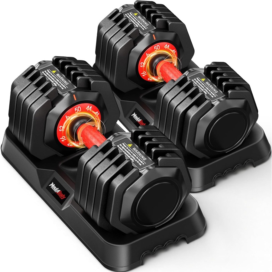Dumbbell Set - 調整可能なダンベルセット（25ポンドまたは50ポンド）、10種類のウェイトがセットになったフリーウェイト